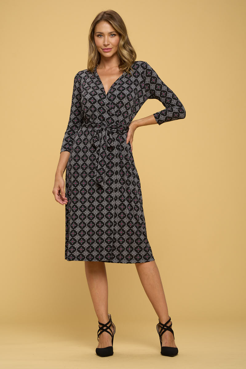 V neck Jersey wrap dress - Black