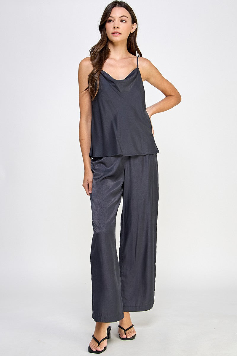 Satin cowl neck Top - Char