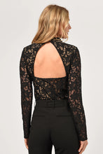 Load image into Gallery viewer, Mock neck Lace top - Black
