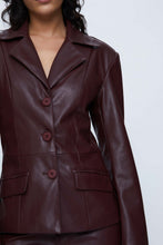 Load image into Gallery viewer, Faux Leather suit blazer - Brown
