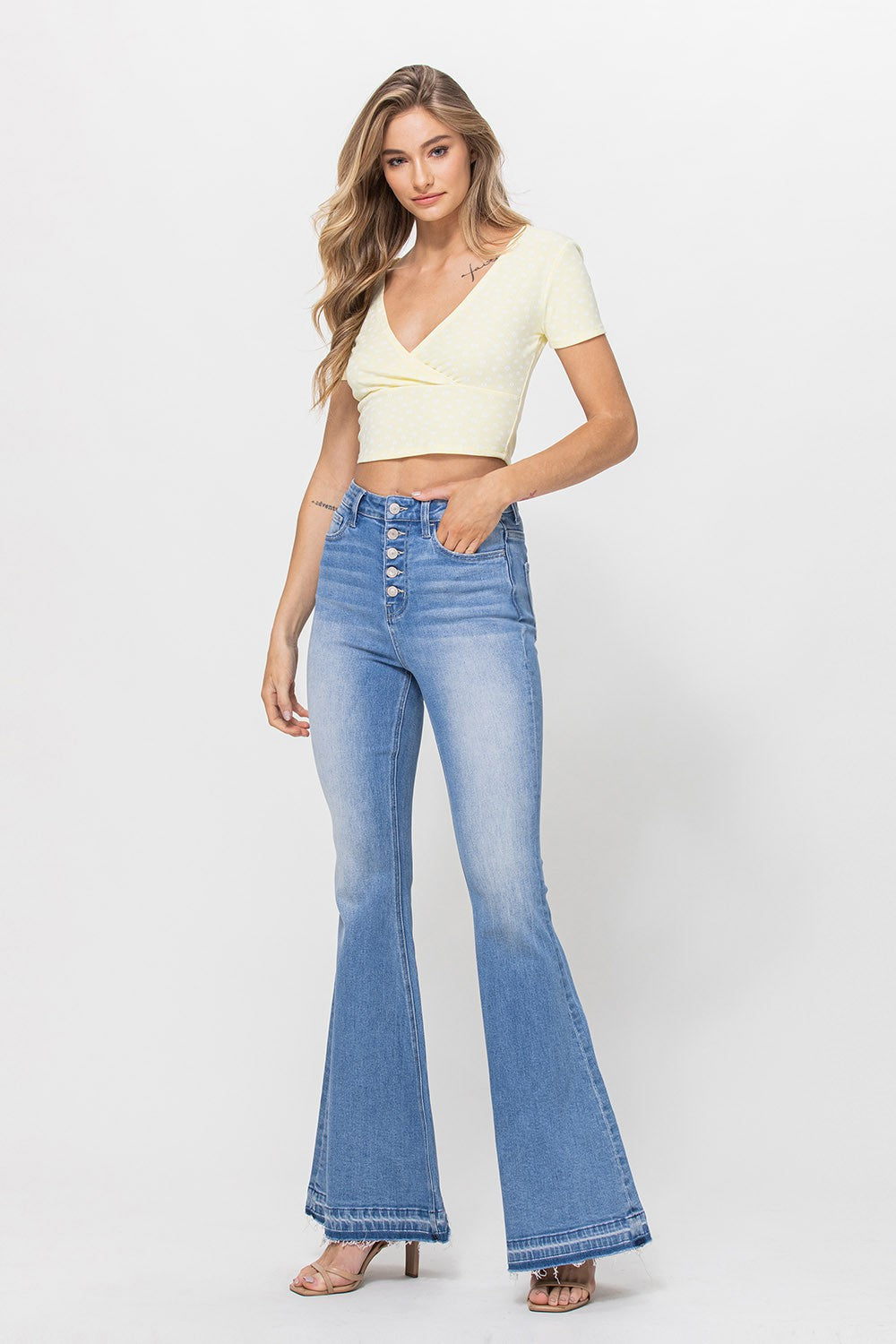 button high rise flare - val