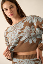 Load image into Gallery viewer, Floral Boatneck Sweater - Blue
