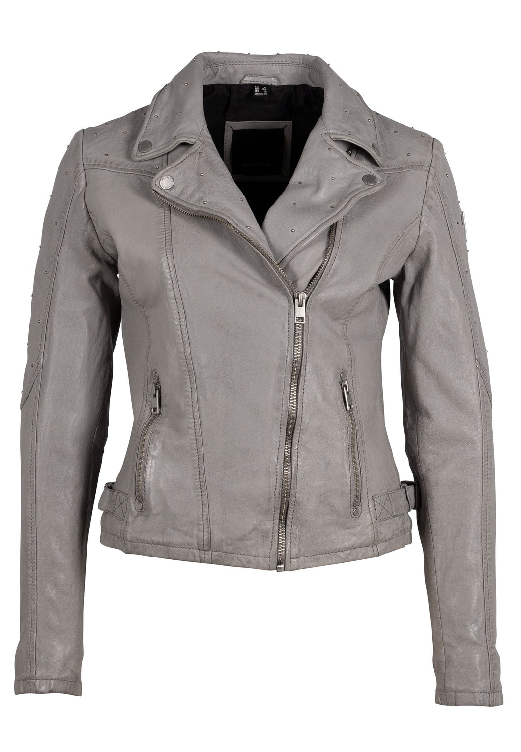 ALEZ LEATHER JACKET - light grey