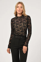 Load image into Gallery viewer, Mock neck Lace top - Black
