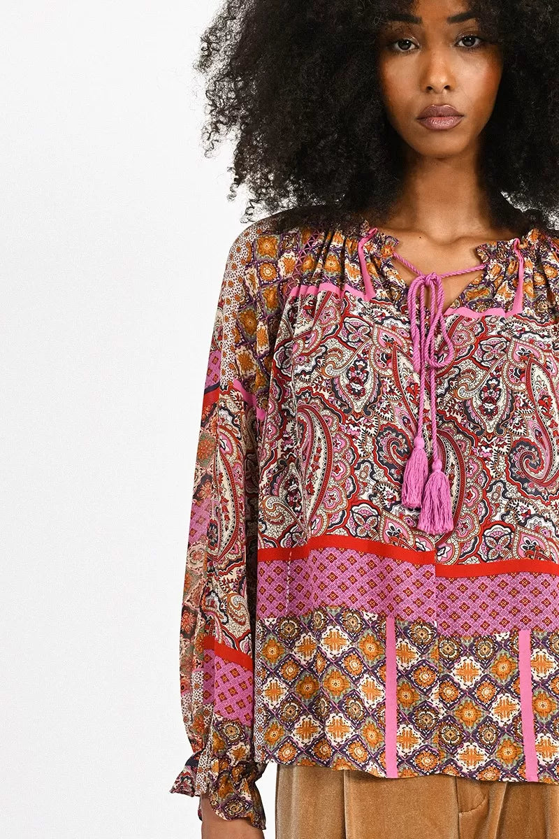 Printed Blouse - Fuchsia