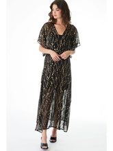 Load image into Gallery viewer, Kimono Sequin Dress - Black/Gold
