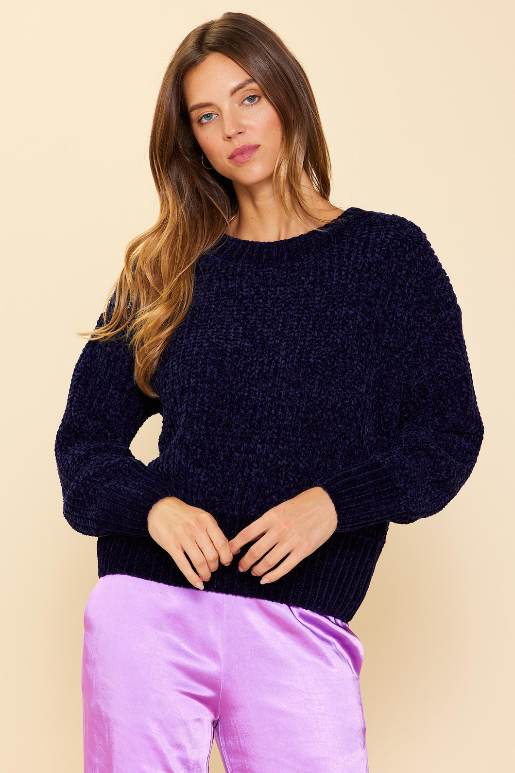 Chenille Sweater - Navy