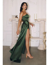 Load image into Gallery viewer, Strapless satin gown - Olive
