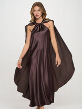 Load image into Gallery viewer, Satin cape maxi dress - Brown
