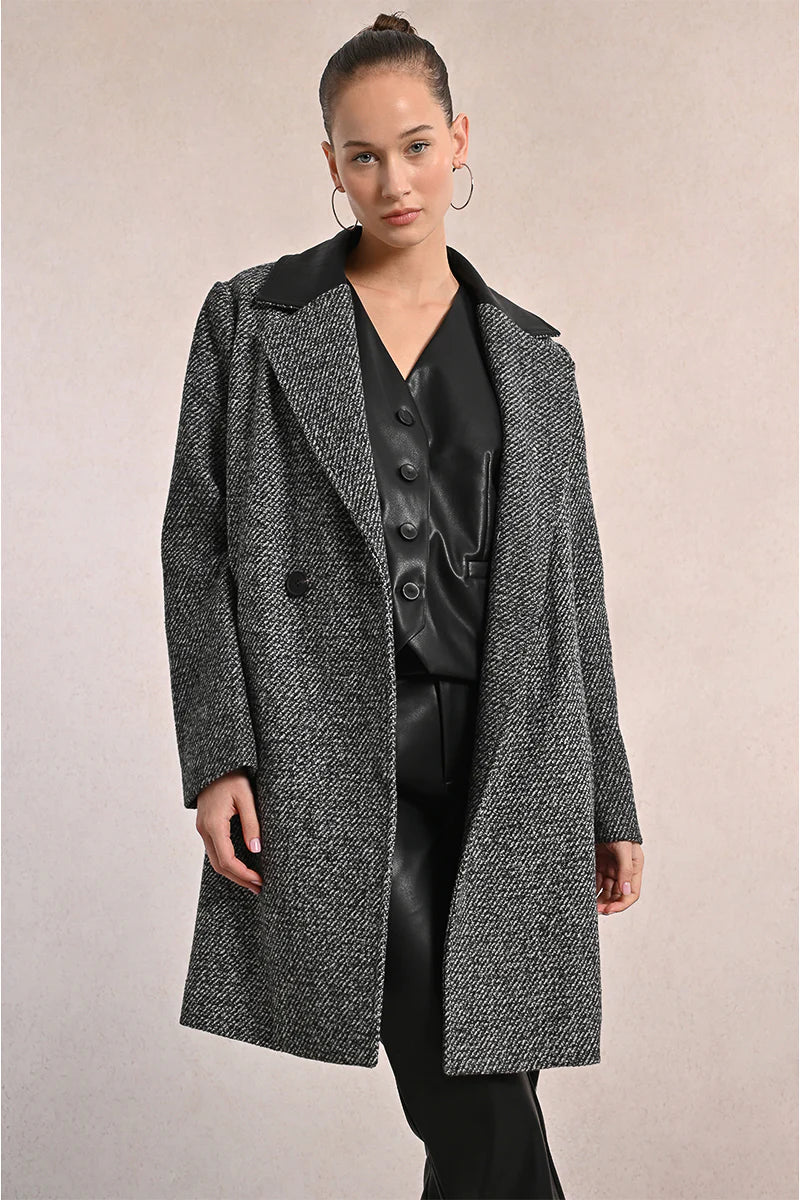 Herringbone Coat - Black