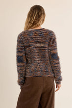 Load image into Gallery viewer, Brushed knit cardigan - Blue/Brown
