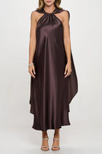 Load image into Gallery viewer, Satin cape maxi dress - Brown
