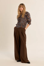 Load image into Gallery viewer, Brushed knit cardigan - Blue/Brown
