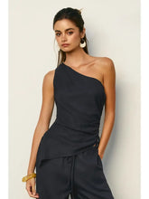 Load image into Gallery viewer, Linen shouler top - Navy
