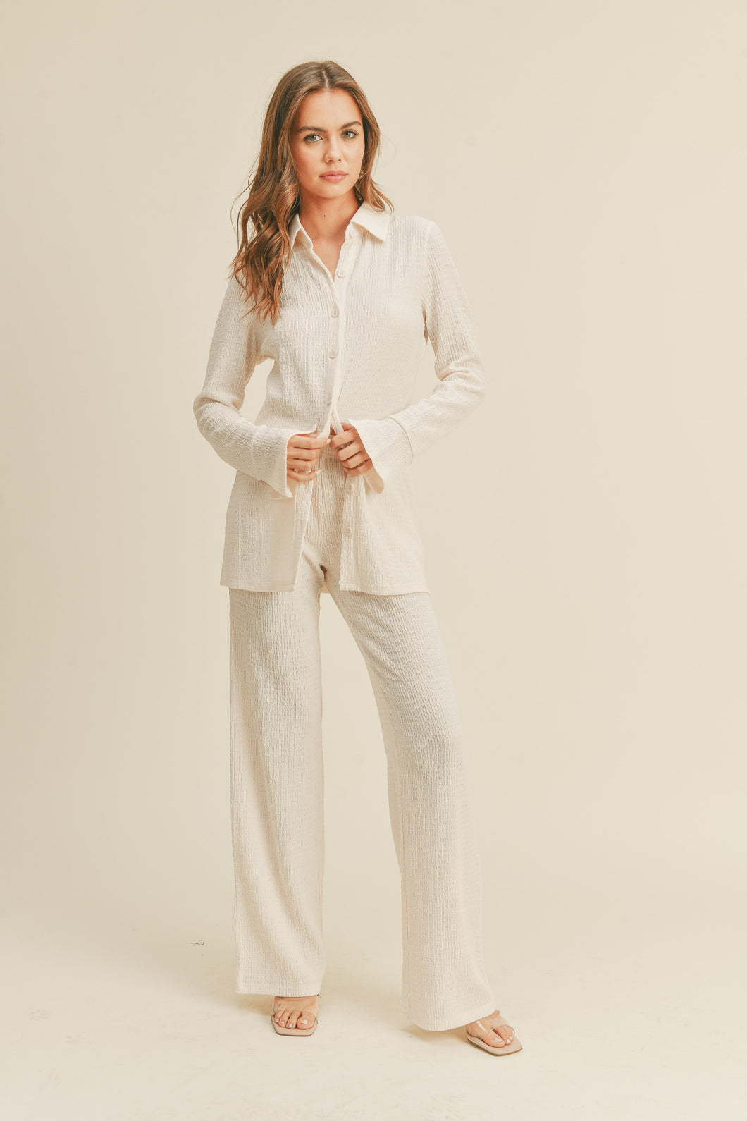 Textured pants - Cream