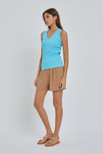 Load image into Gallery viewer, Dyed ribbed v tank - Aqua
