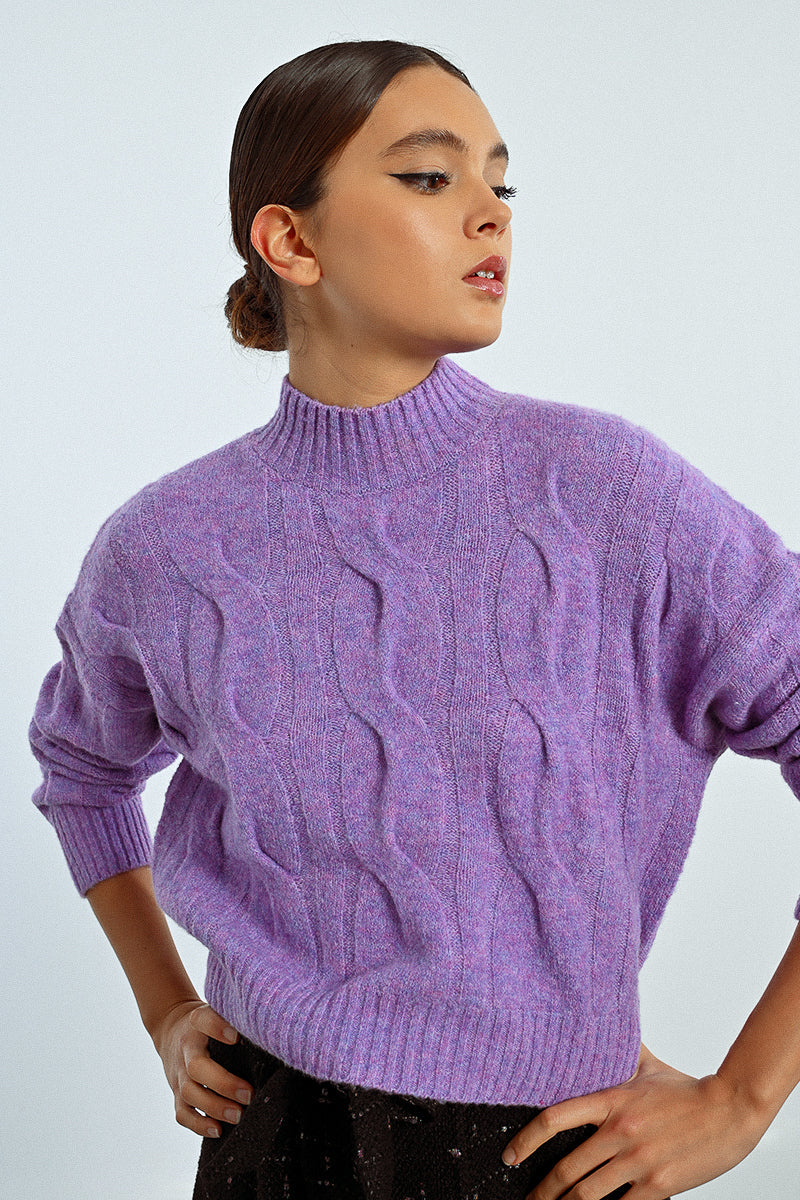 Cable knit sweater - Mauve