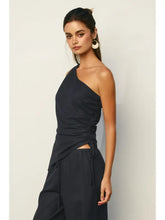 Load image into Gallery viewer, Linen shouler top - Navy
