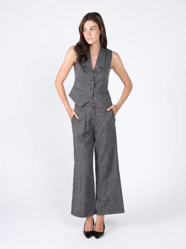 One button Wideleg Pants - Char