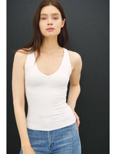 Load image into Gallery viewer, dbl lined v neck tank - Offwhite
