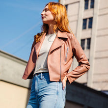 Load image into Gallery viewer, HIGH WAIST MOTO JACKET - Tan
