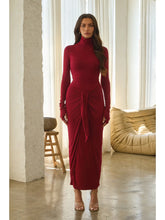 Load image into Gallery viewer, Turtleneck Maxu Dress - Burgndy
