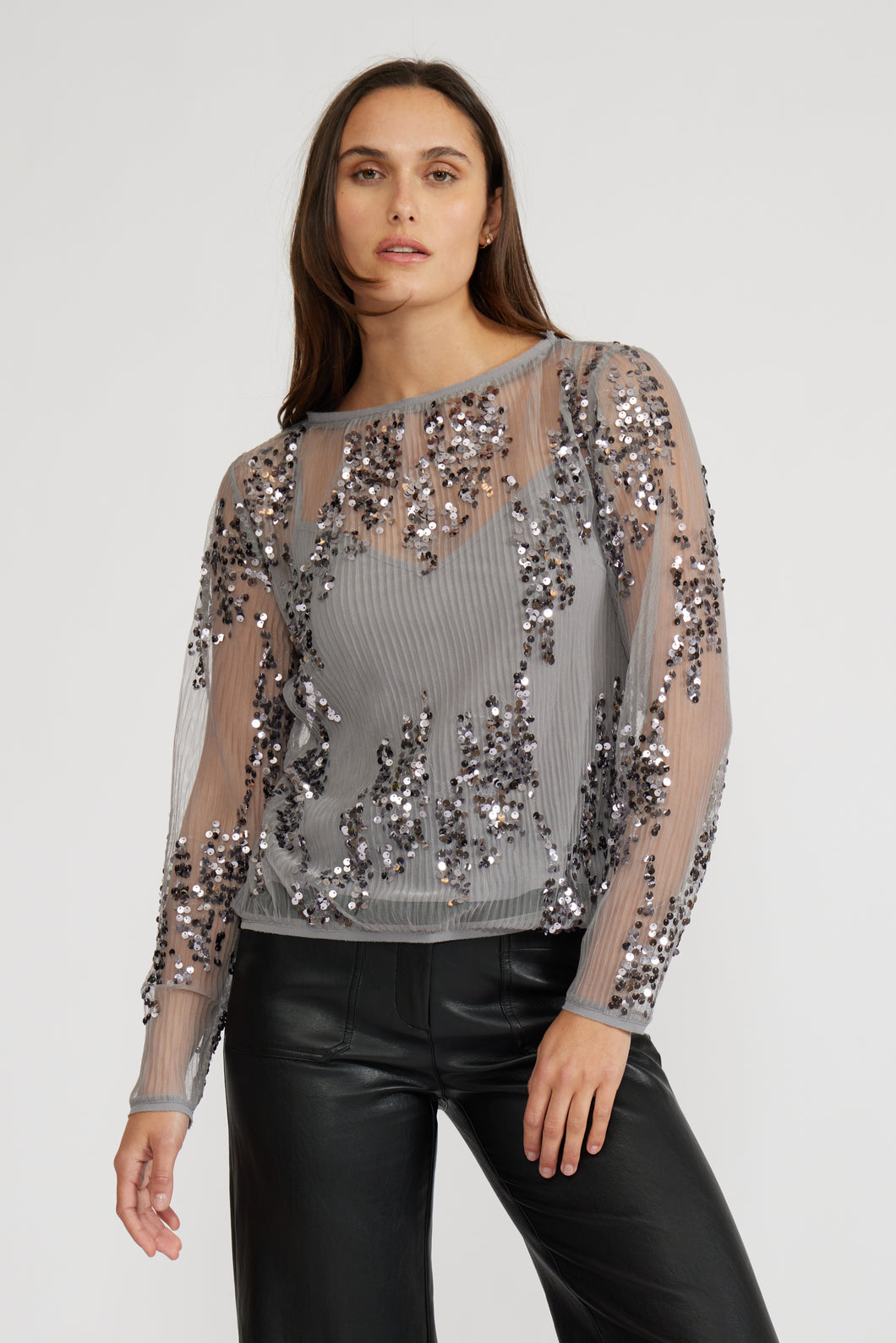 Gin Sequined Top - Pewter