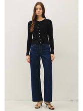 Load image into Gallery viewer, Ribbed Crewneck Cardigan - Black
