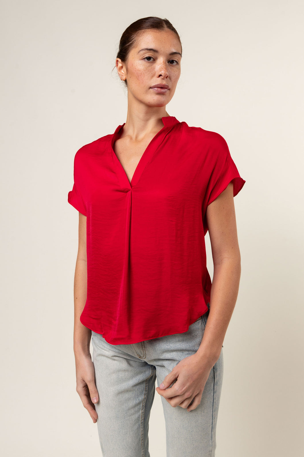 Drop Shoulder Blouse - Scarlet