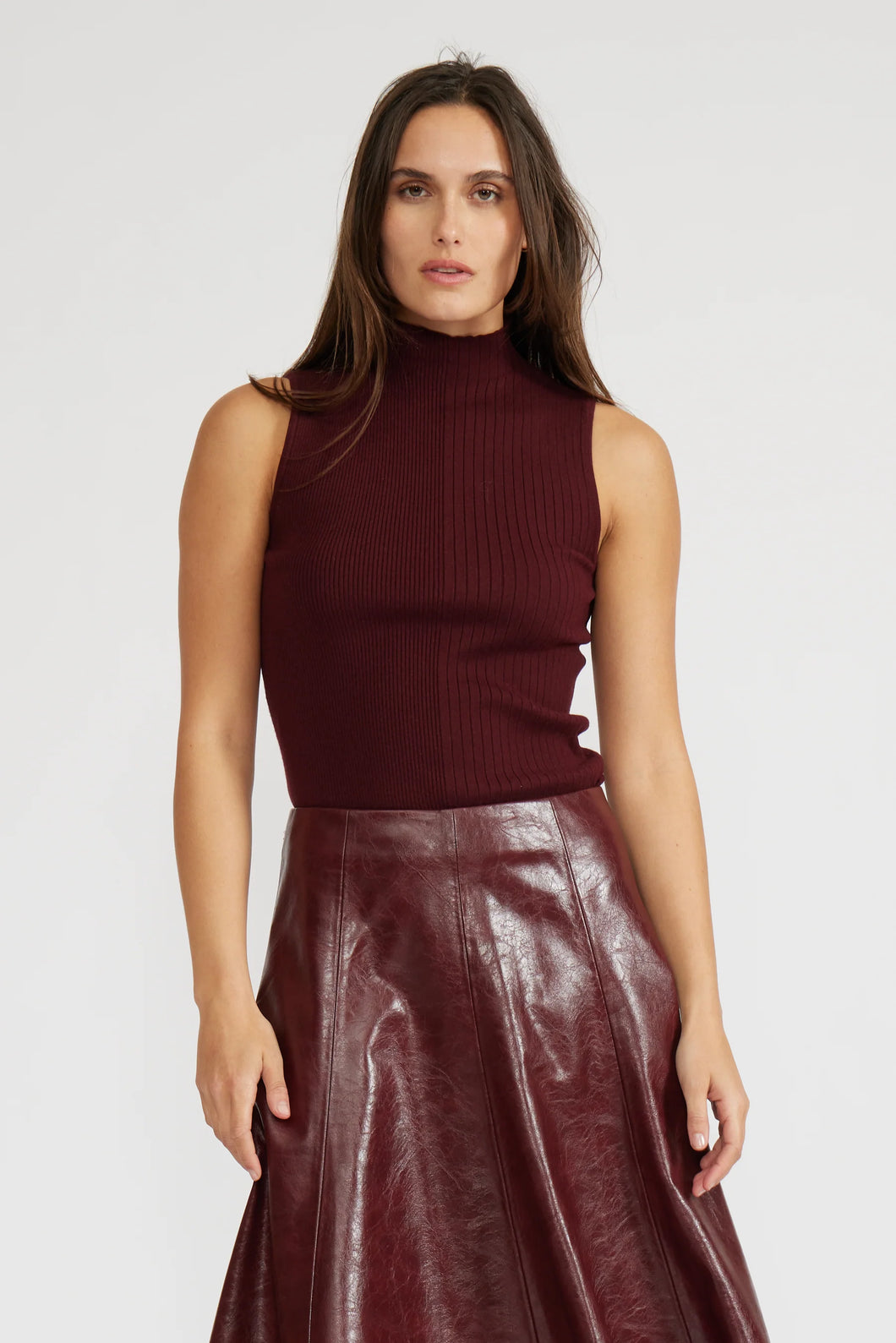 Marcy Knitted Top - Burgundy