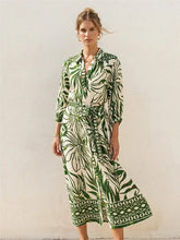 Load image into Gallery viewer, Longlin shirt dress - Green nature
