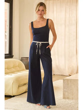 Load image into Gallery viewer, striped double waist pants - navy

