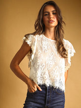 Load image into Gallery viewer, Lace Scalloped Top - Ecru
