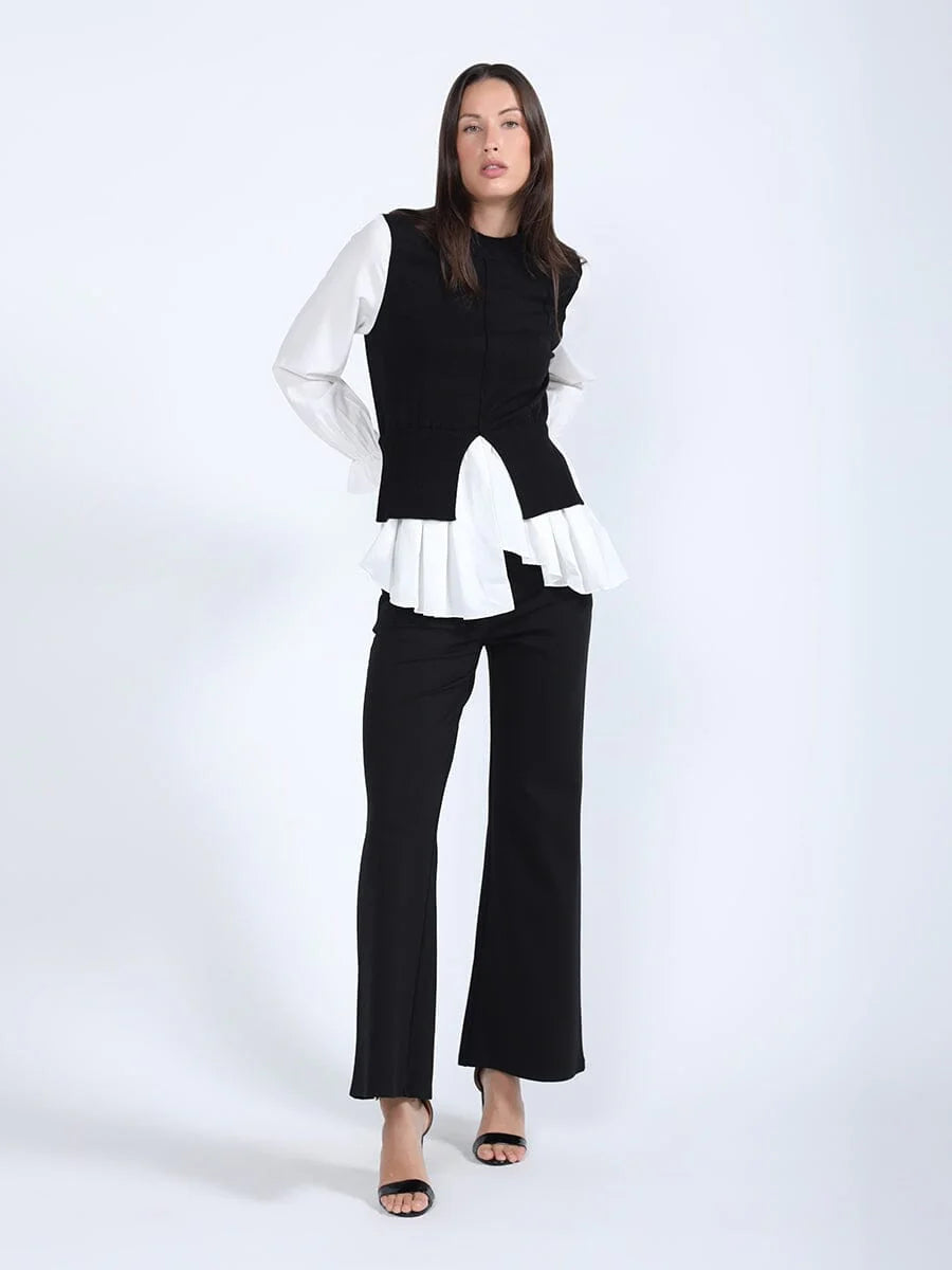 Mixed knit Shirt - black