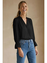 Load image into Gallery viewer, Flared cuff V neck Blouse - Black
