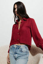 Load image into Gallery viewer, blanket stitch cropped blouse - crimson red
