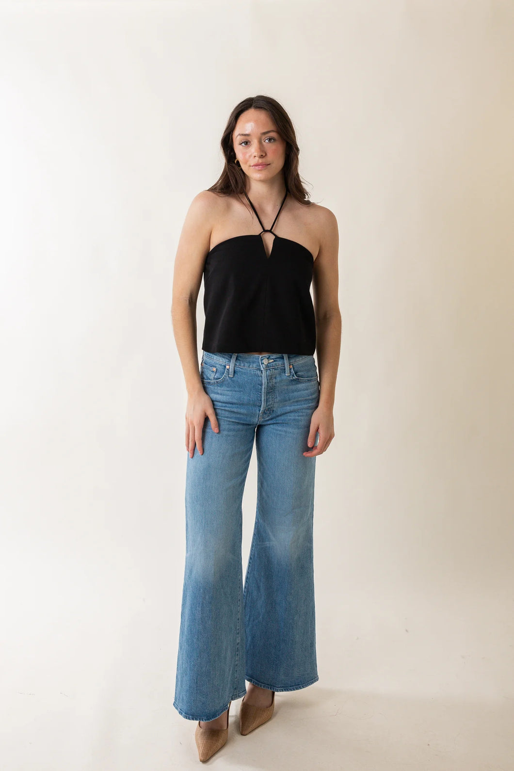 V Neck Top - Black