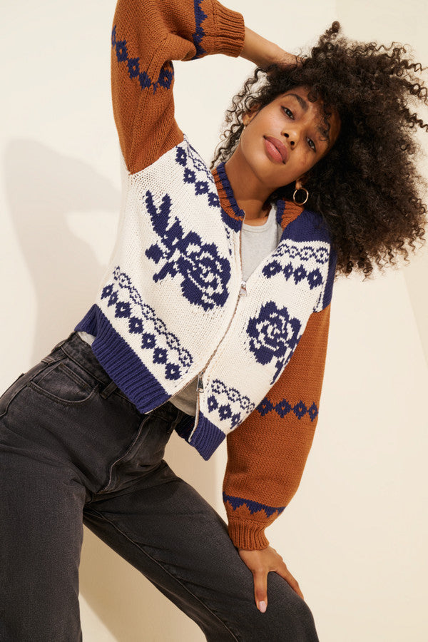 Jacquard sweater Jacket - Ivory