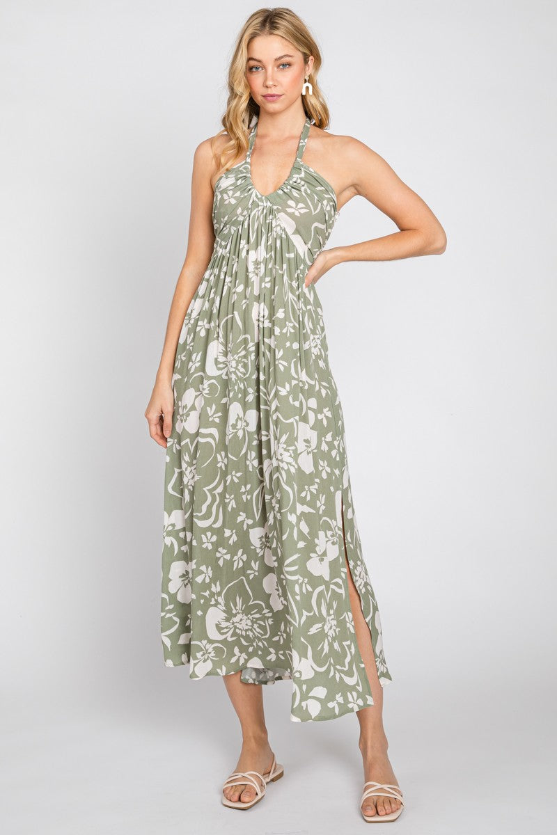 Halter maxi with Slit - Sage