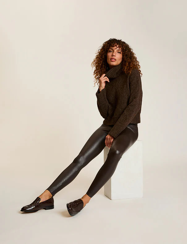 FAUX LEATHER LEGGING - Espresso