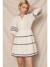Load image into Gallery viewer, 3/4 SLV Mini Dress - WHITE/NAVY
