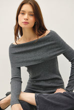 Load image into Gallery viewer, Off Shoulder Sweater - Char
