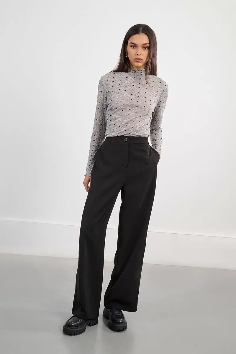Straight Suit Pants - Black