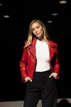Load image into Gallery viewer, lina leather jacket - red

