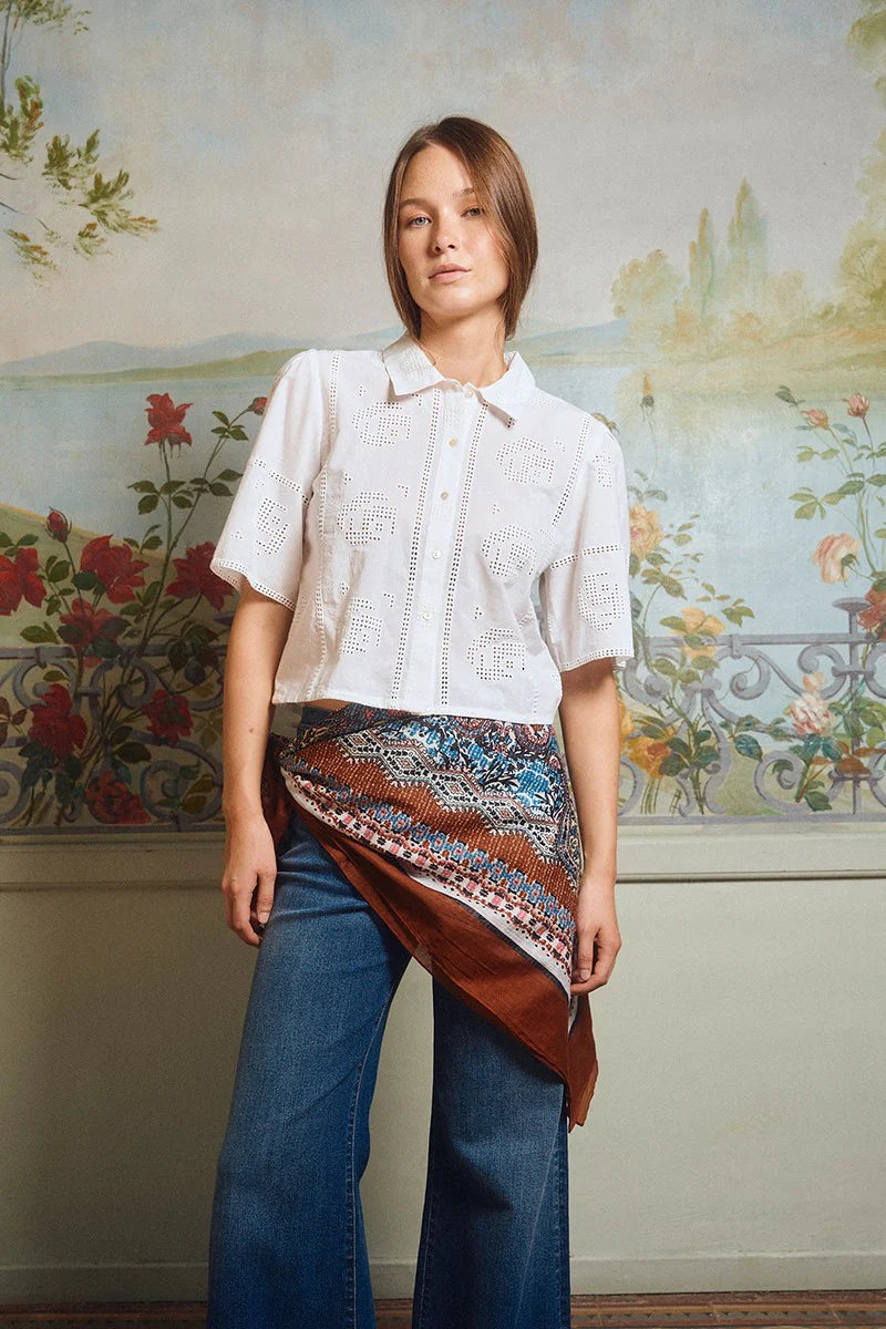 Embroidered Shirt - Offwhite – Shishi Boutique