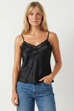 Load image into Gallery viewer, V Neck Satil Lace Cami - Black

