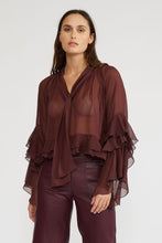 Load image into Gallery viewer, Ruffled Top - Burgundy
