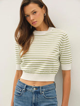 Load image into Gallery viewer, short slv stripe knit - Lime
