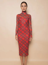 Load image into Gallery viewer, Plaid mesh midi dress - N/A
