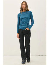 Load image into Gallery viewer, Ribbed Boatneck LS Tee - Teal
